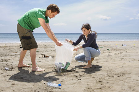 Volunteers on a beach